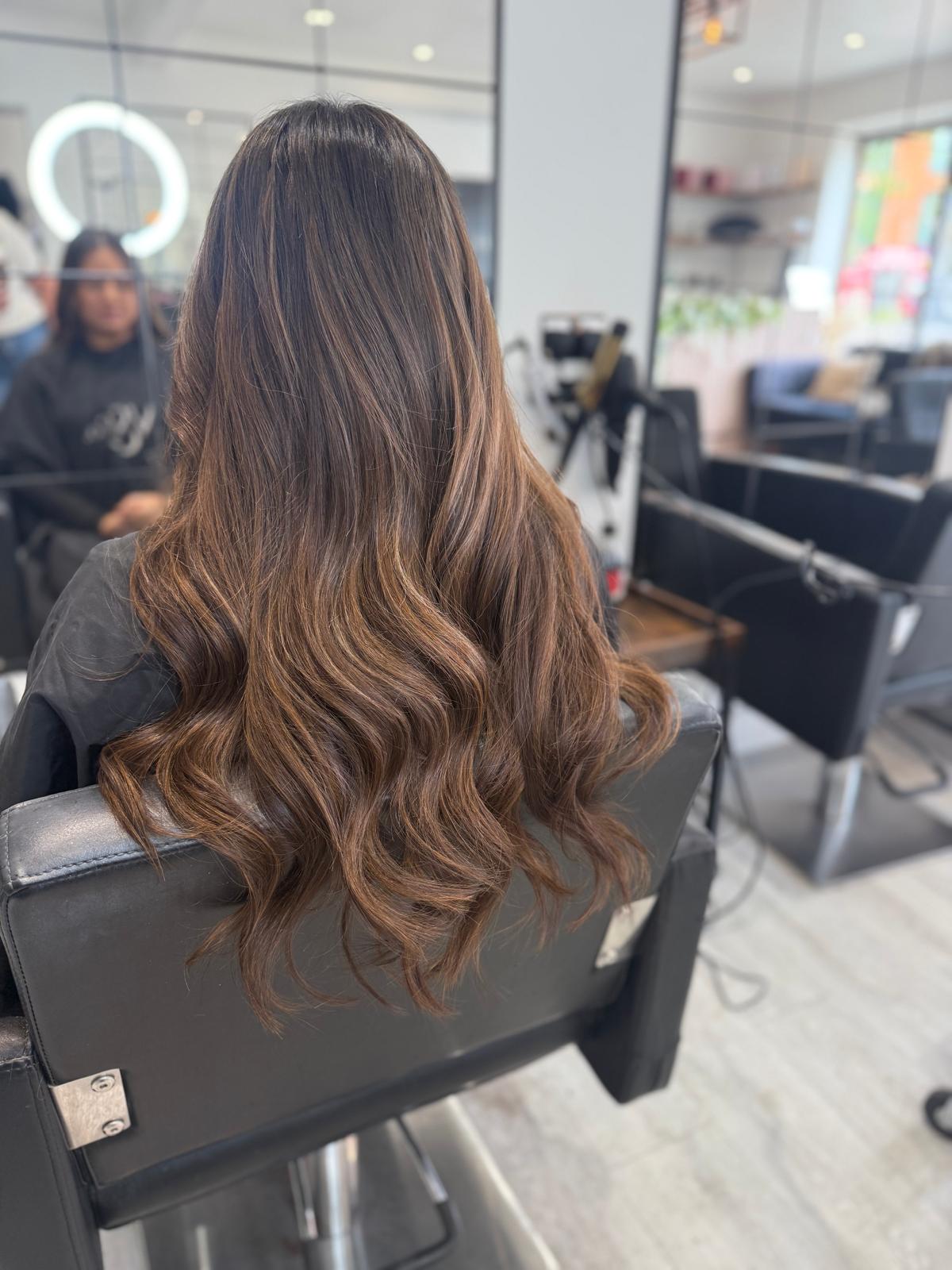 After photo of soft brunette waves by Rebecca Jane Hair